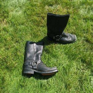 Genuine leather biker boots